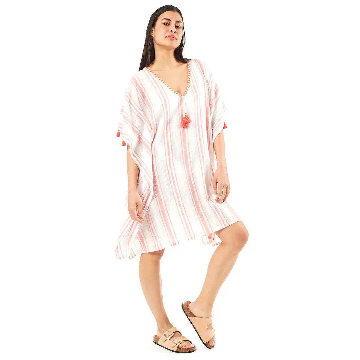 Verde Γυναικείo Καφτάνι 47-0071 Cotton Ινδίας Πορτοκαλί