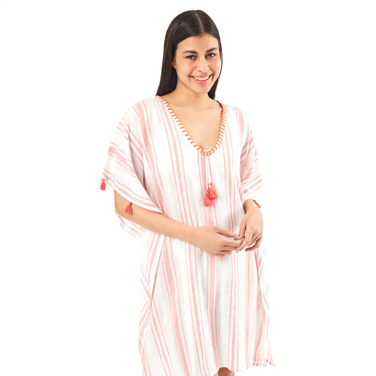 Verde Γυναικείo Καφτάνι 47-0071 Cotton Ινδίας Πορτοκαλί