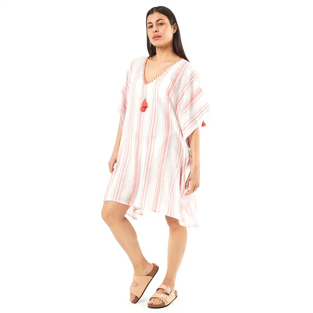 Verde Γυναικείo Καφτάνι 47-0071 Cotton Ινδίας Πορτοκαλί