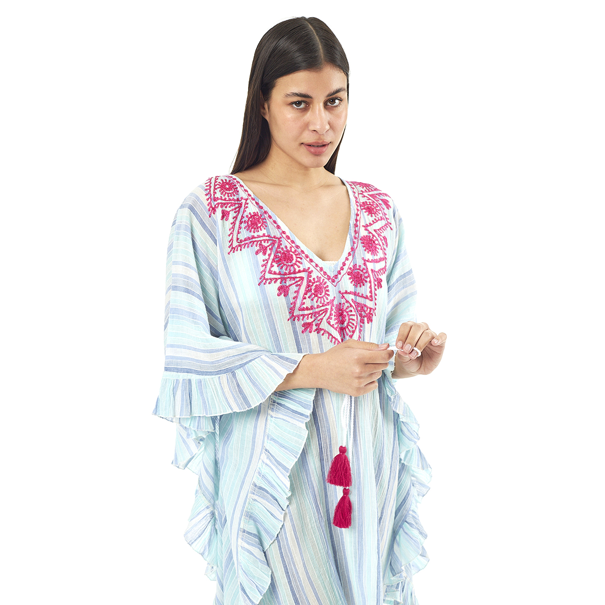 Verde Γυναικείo Καφτάνι 47-0072 Cotton Ινδίας Πολύχρωμο