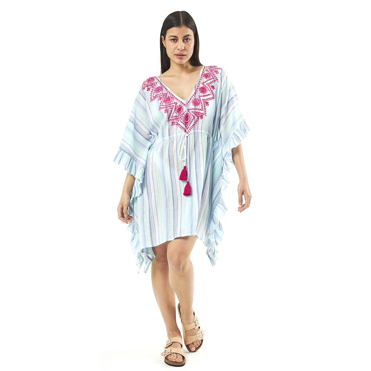 Verde Γυναικείo Καφτάνι 47-0072 Cotton Ινδίας Πολύχρωμο