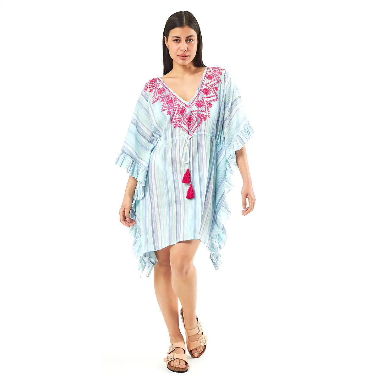 Verde Γυναικείo Καφτάνι 47-0072 Cotton Ινδίας Πολύχρωμο