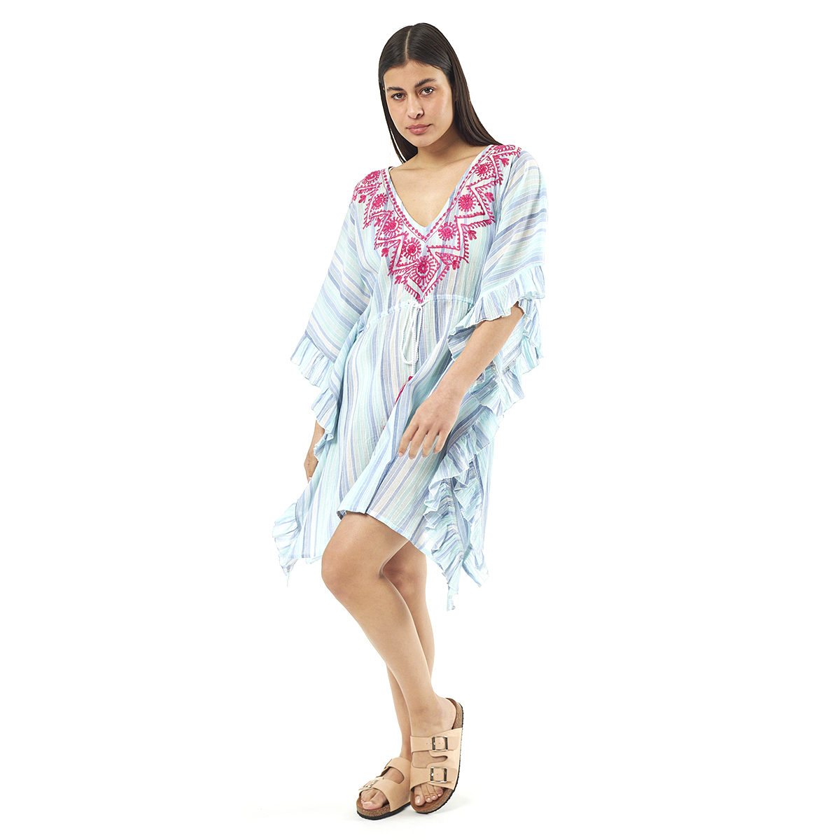 Verde Γυναικείo Καφτάνι 47-0072 Cotton Ινδίας Πολύχρωμο