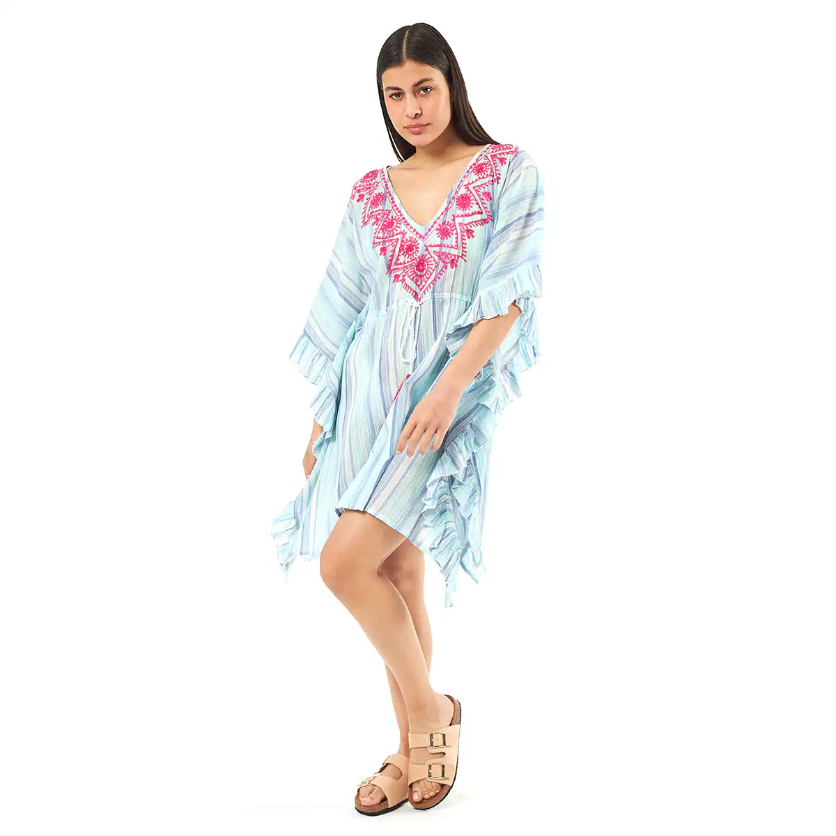 Verde Γυναικείo Καφτάνι 47-0072 Cotton Ινδίας Πολύχρωμο