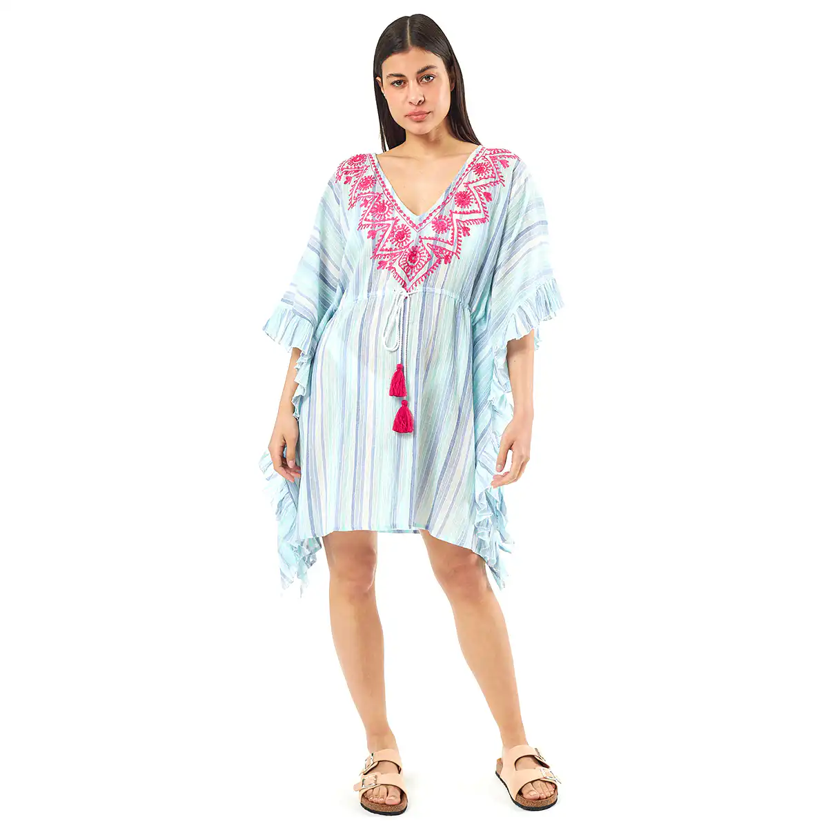 Verde Γυναικείo Καφτάνι 47-0072 Cotton Ινδίας Πολύχρωμο