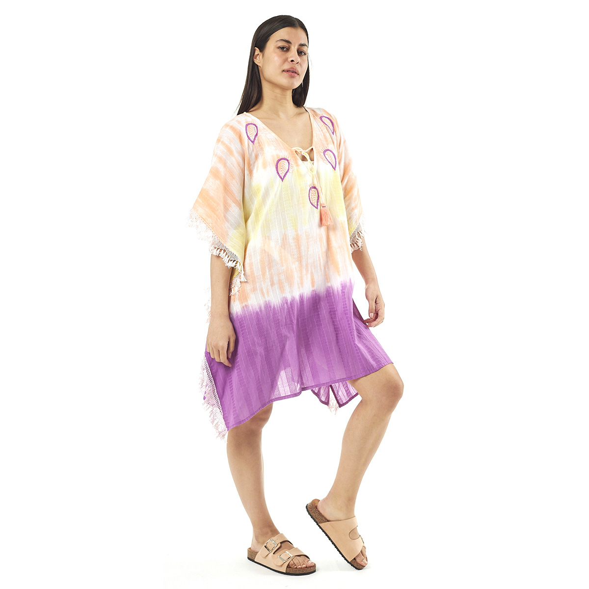 Verde Γυναικείo Καφτάνι 47-0073 Cotton Ινδίας Πολύχρωμο