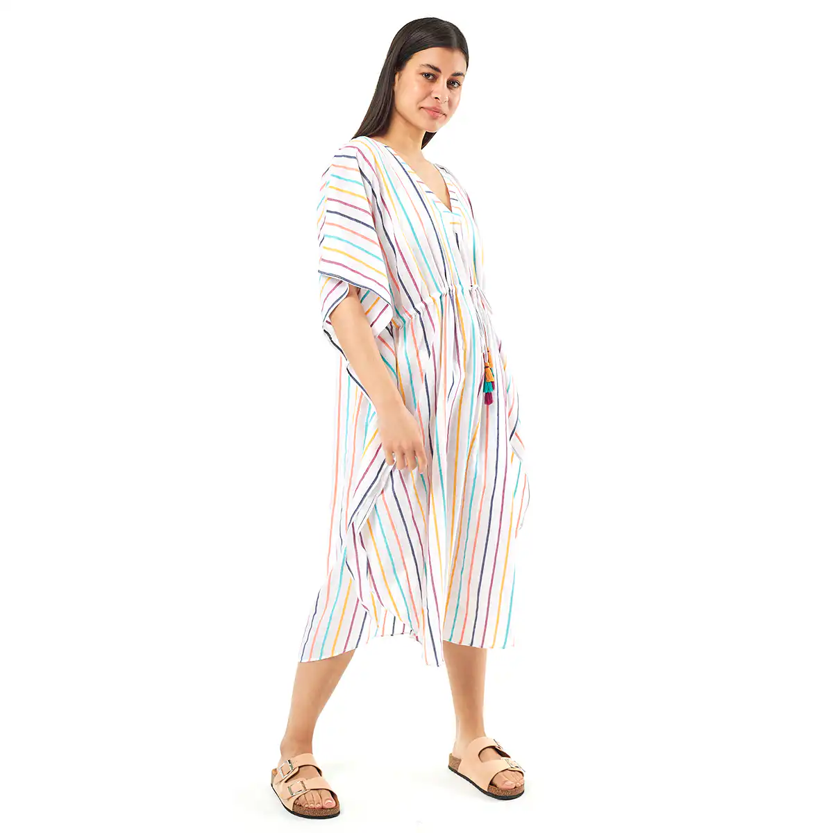 Verde Γυναικείo Καφτάνι 47-0075 Viscoce Ινδίας Πολύχρωμο