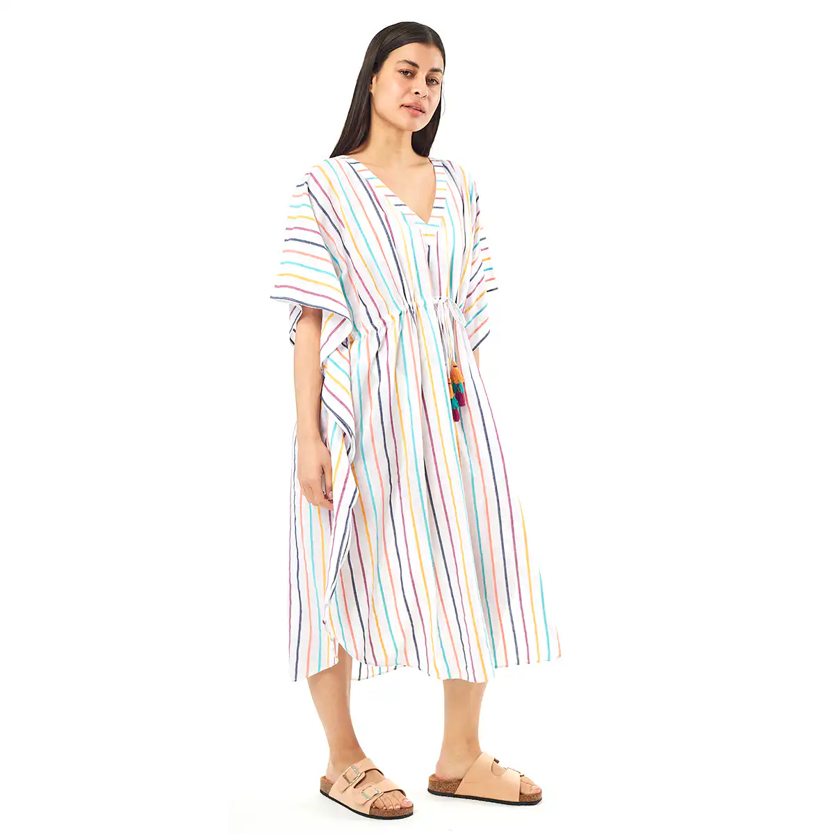 Verde Γυναικείo Καφτάνι 47-0075 Viscoce Ινδίας Πολύχρωμο