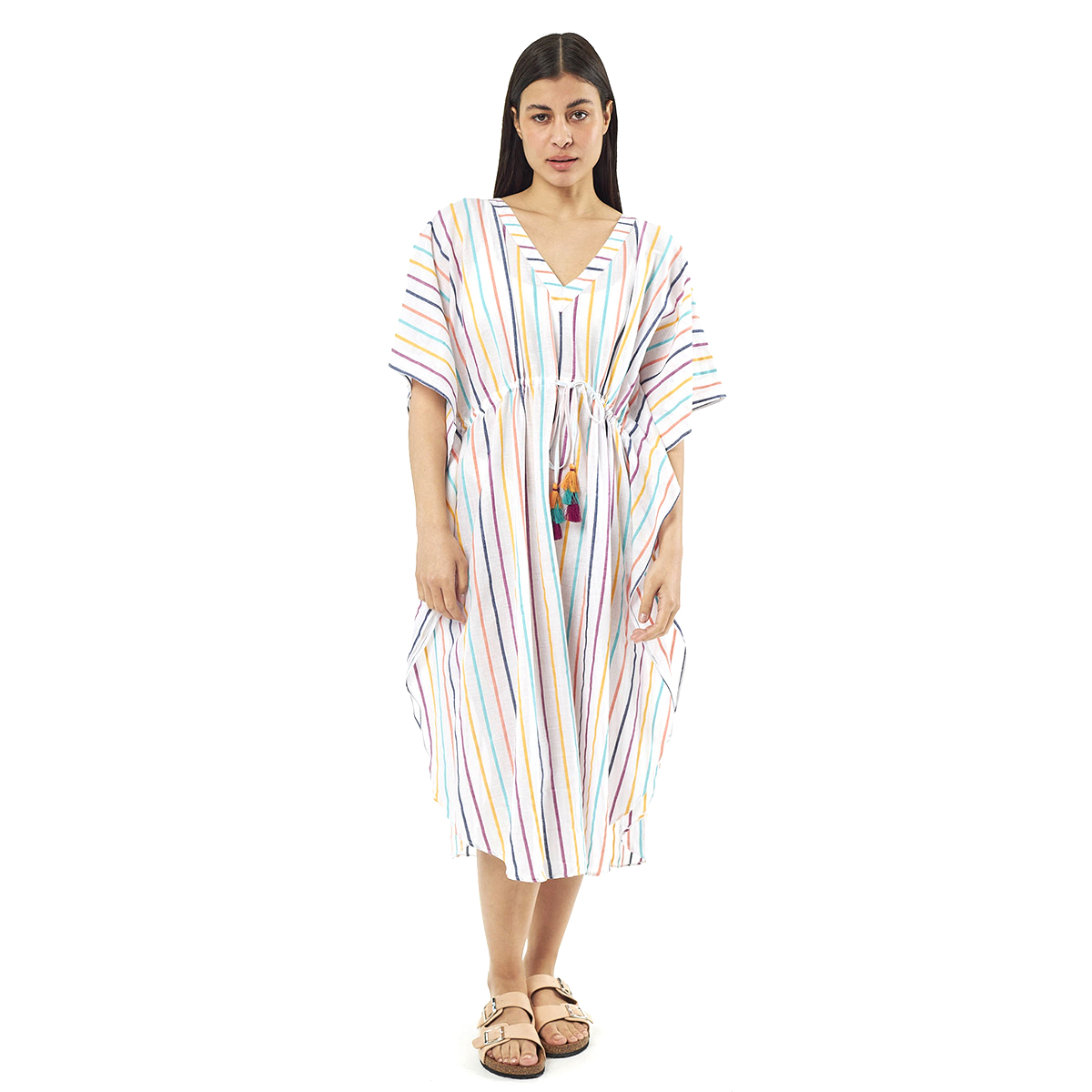 Verde Γυναικείo Καφτάνι 47-0075 Viscoce Ινδίας Πολύχρωμο