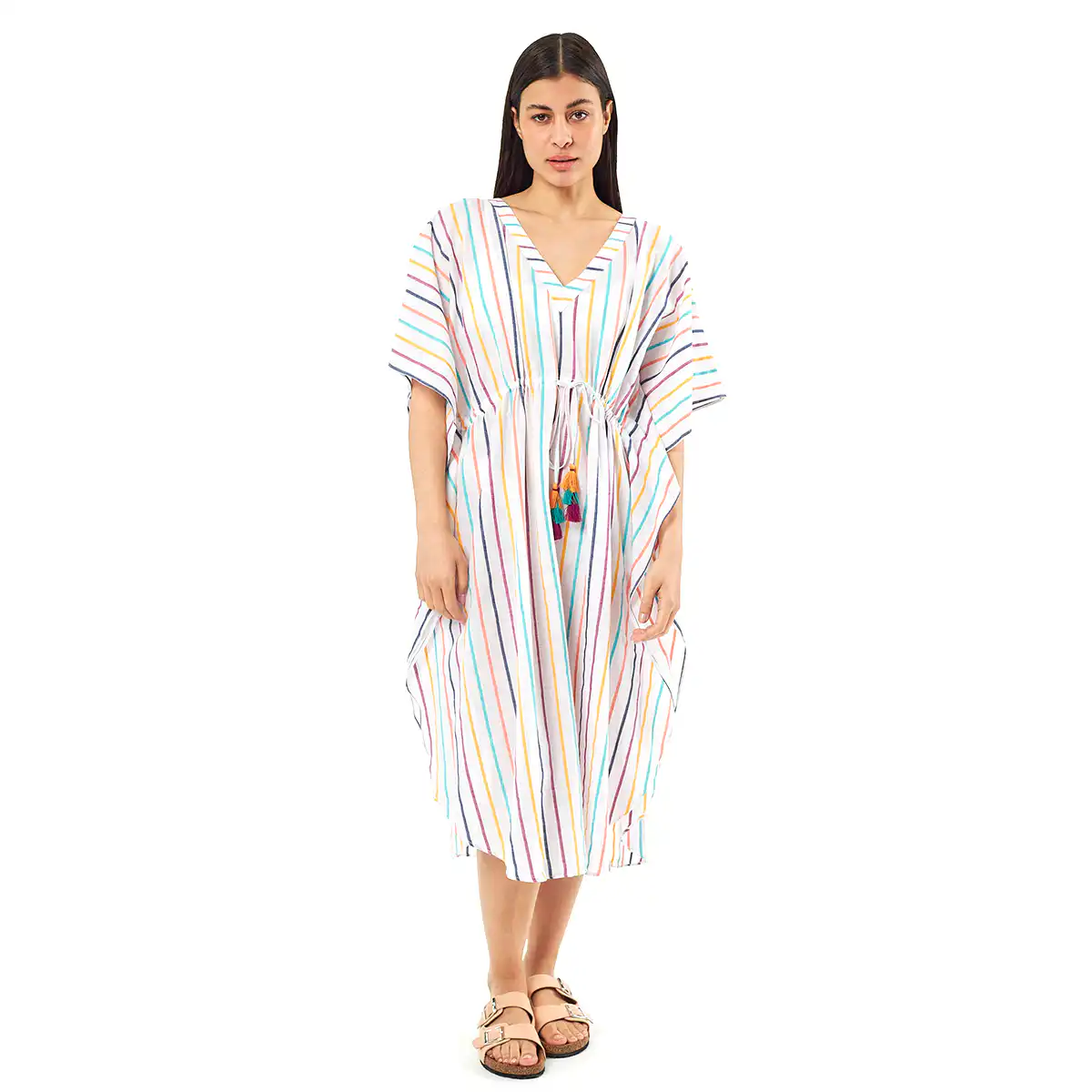 Verde Γυναικείo Καφτάνι 47-0075 Viscoce Ινδίας Πολύχρωμο