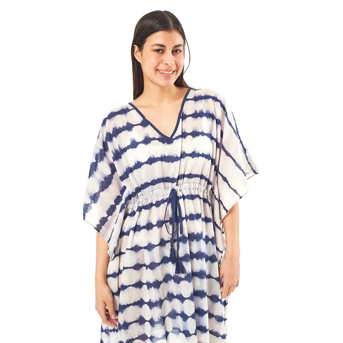 Verde Γυναικείo Καφτάνι 47-0077 Cotton Ινδίας Μπλέ