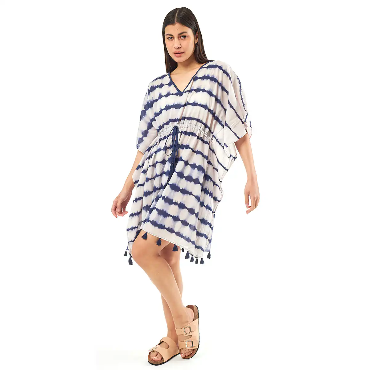 Verde Γυναικείo Καφτάνι 47-0077 Cotton Ινδίας Μπλέ