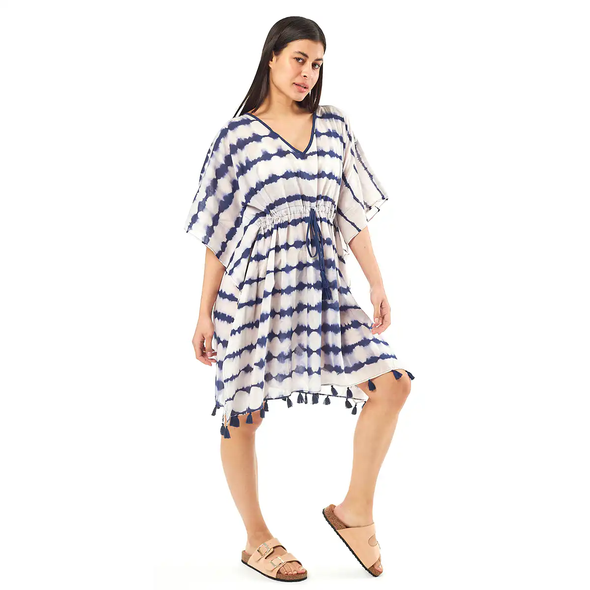 Verde Γυναικείo Καφτάνι 47-0077 Cotton Ινδίας Μπλέ