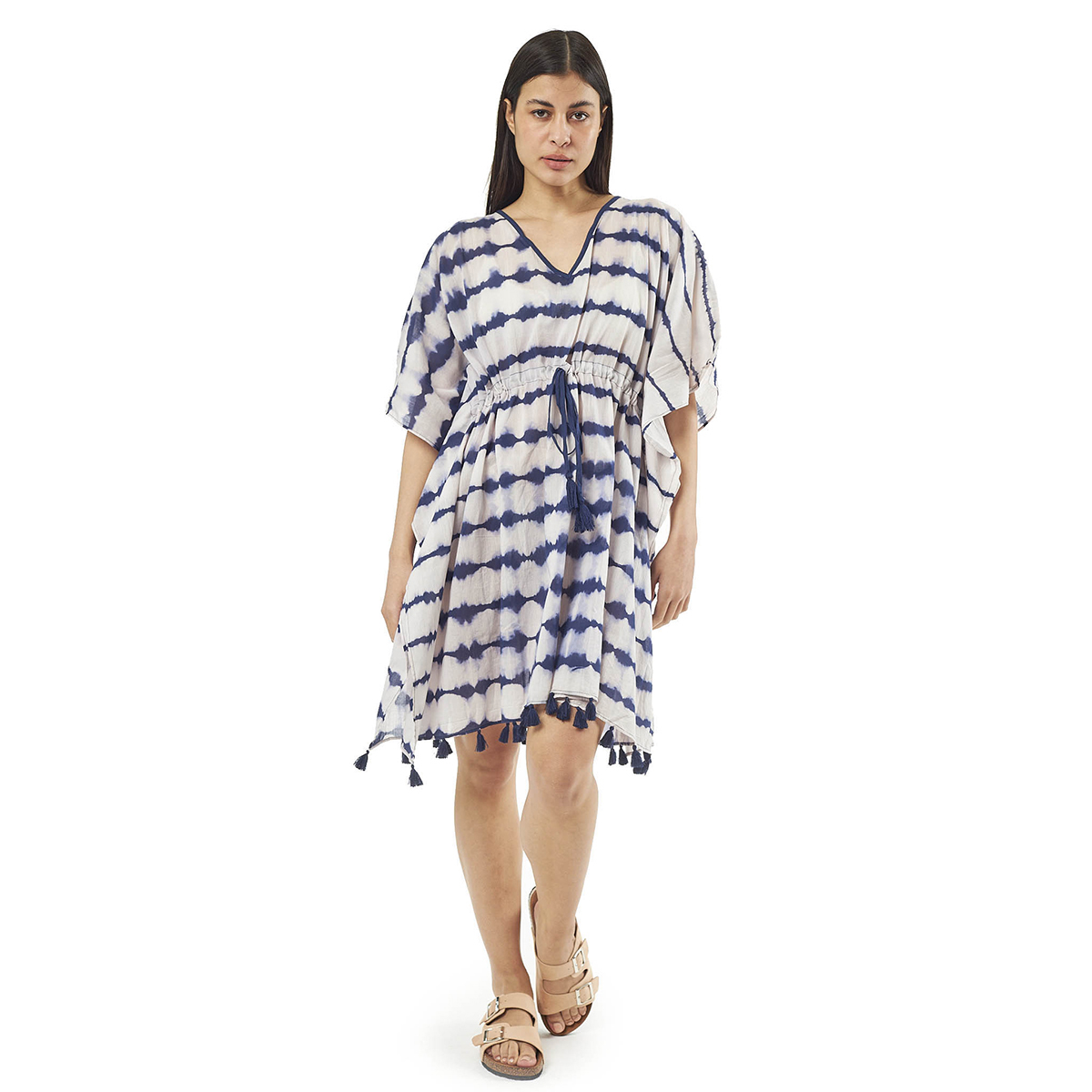 Verde Γυναικείo Καφτάνι 47-0077 Cotton Ινδίας Μπλέ