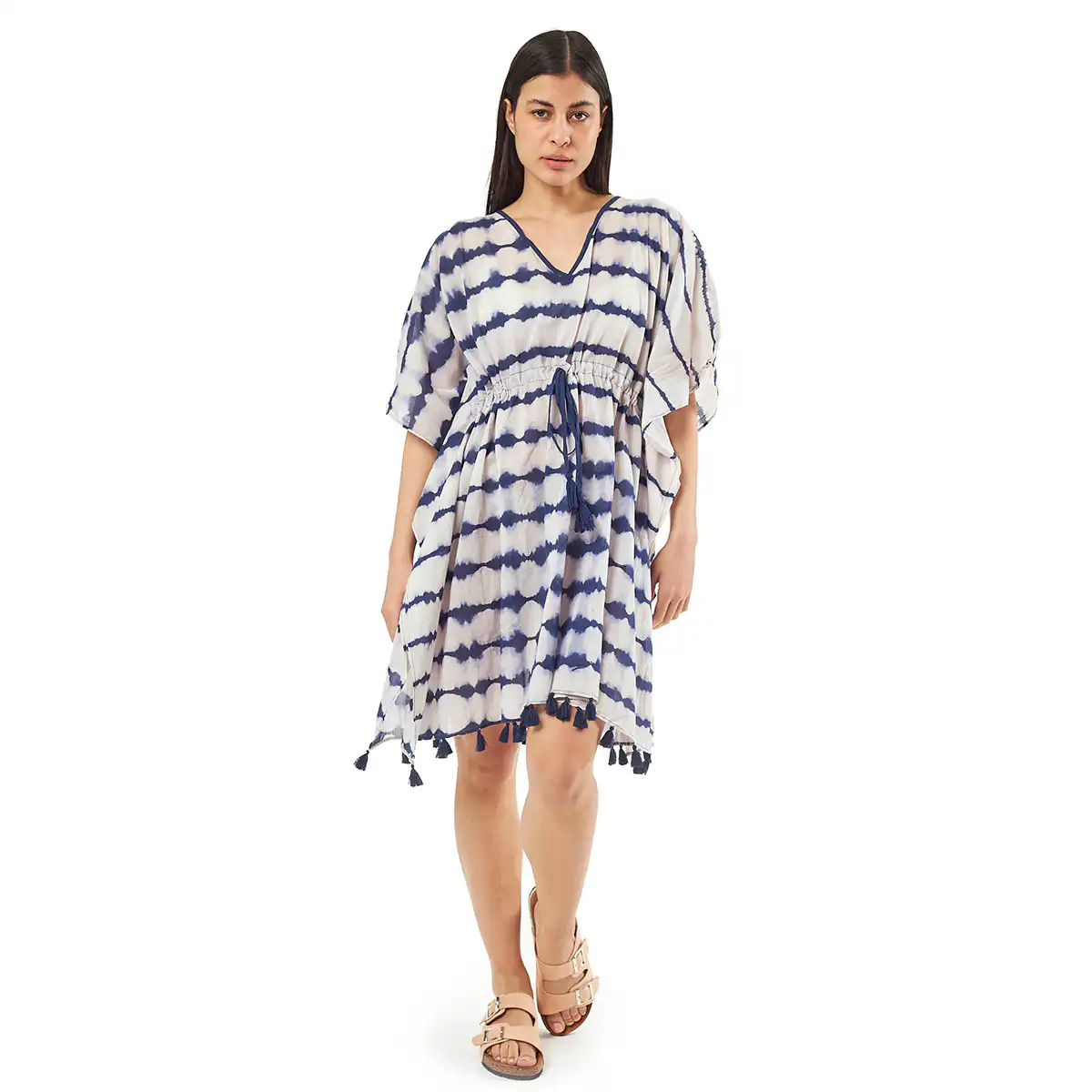 Verde Γυναικείo Καφτάνι 47-0077 Cotton Ινδίας Μπλέ