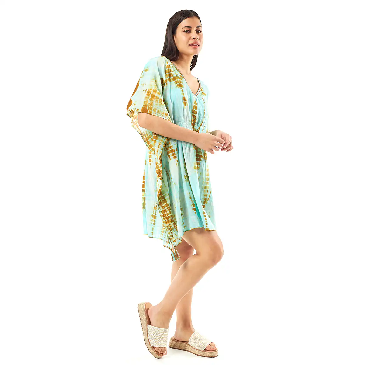 Verde Γυναικείo Καφτάνι 47-0078 Cotton Ινδίας Γαλάζιο