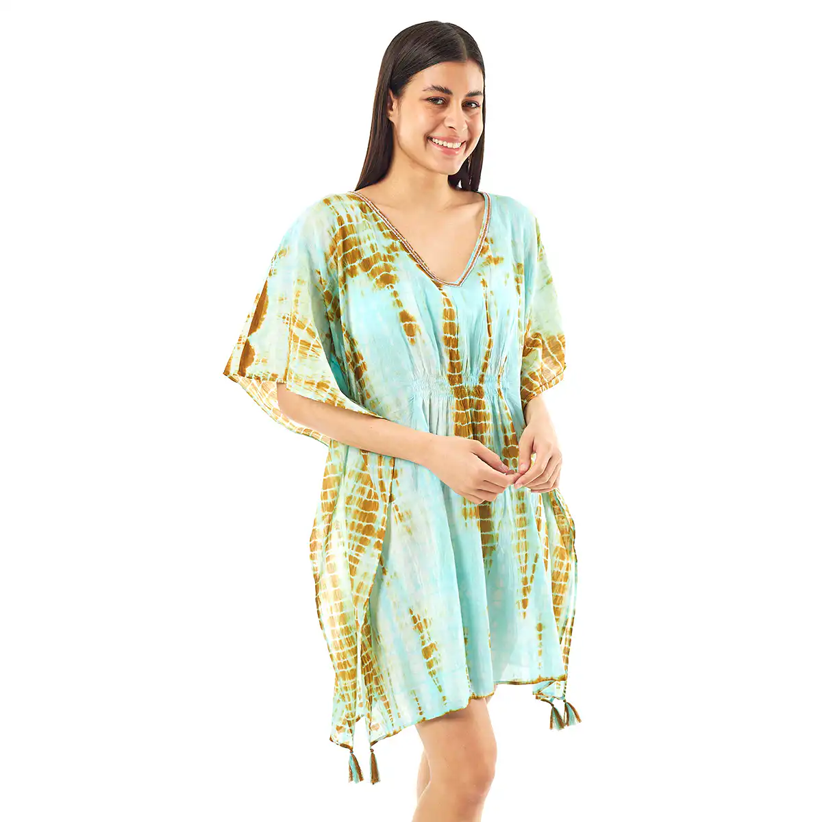 Verde Γυναικείo Καφτάνι 47-0078 Cotton Ινδίας Γαλάζιο