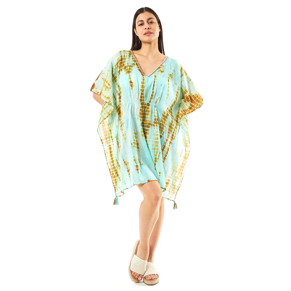 Verde Γυναικείo Καφτάνι 47-0078 Cotton Ινδίας Γαλάζιο