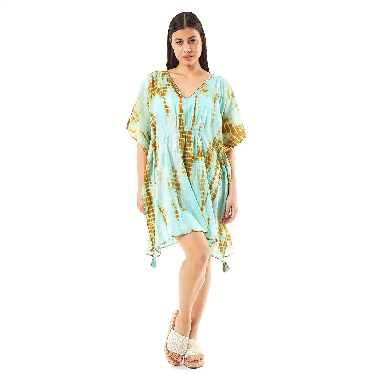 Verde Γυναικείo Καφτάνι 47-0078 Cotton Ινδίας Γαλάζιο