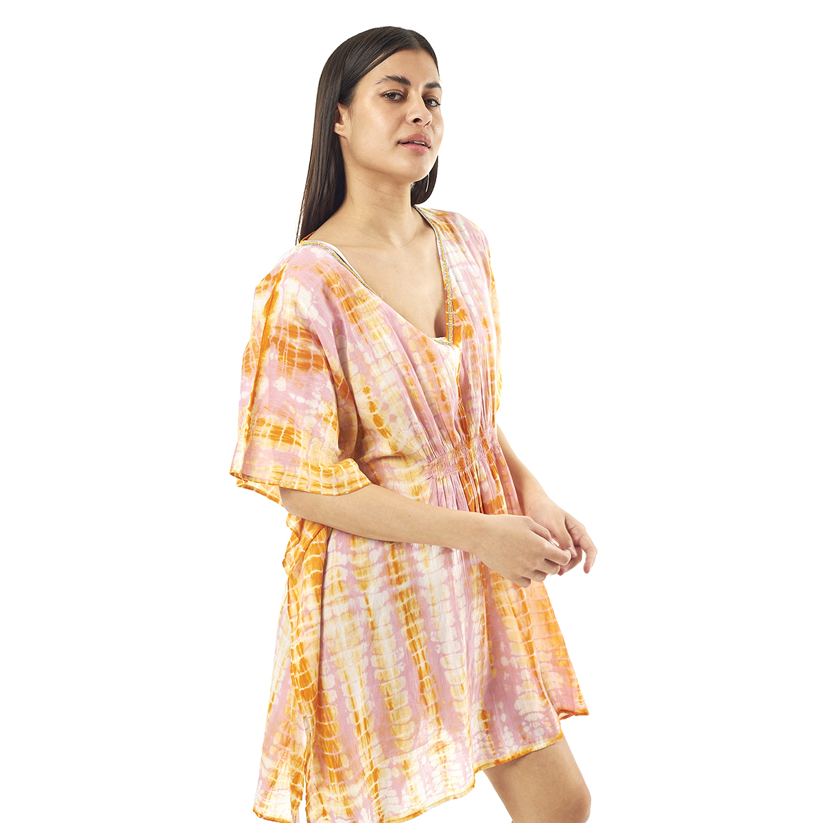 Verde Γυναικείo Καφτάνι 47-0078 Cotton Ινδίας Ρόζ