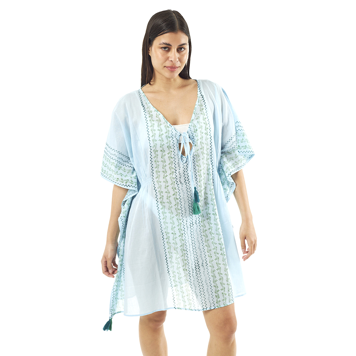 Verde Γυναικείo Καφτάνι 47-0079 Cotton Ινδίας Γαλάζιο