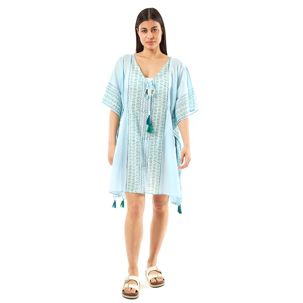 Verde Γυναικείo Καφτάνι 47-0079 Cotton Ινδίας Γαλάζιο Verde Γυναικείo Καφτάνι 47-0079 Cotton Ινδίας Γαλάζιο