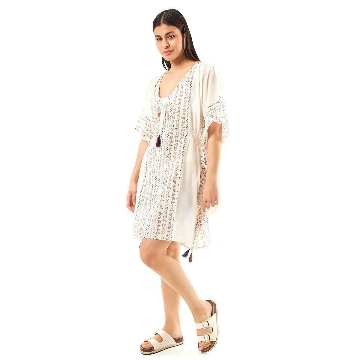 Verde Γυναικείo Καφτάνι 47-0079 Cotton Ινδίας Μπέζ Verde Γυναικείo Καφτάνι 47-0079 Cotton Ινδίας Μπέζ