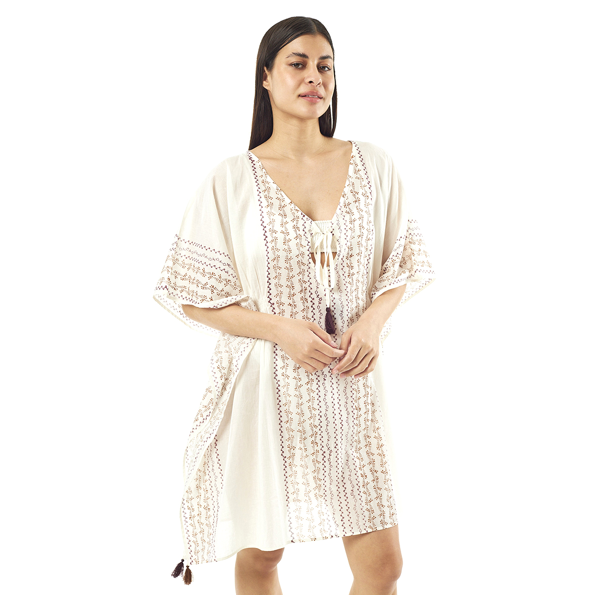 Verde Γυναικείo Καφτάνι 47-0079 Cotton Ινδίας Μπέζ