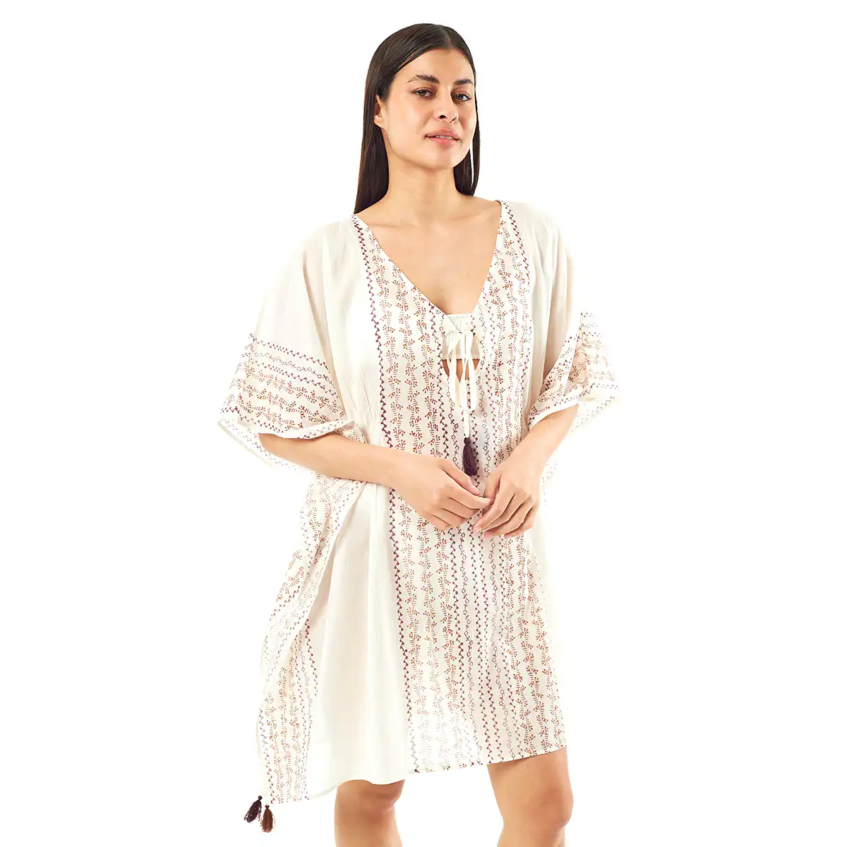 Verde Γυναικείo Καφτάνι 47-0079 Cotton Ινδίας Μπέζ