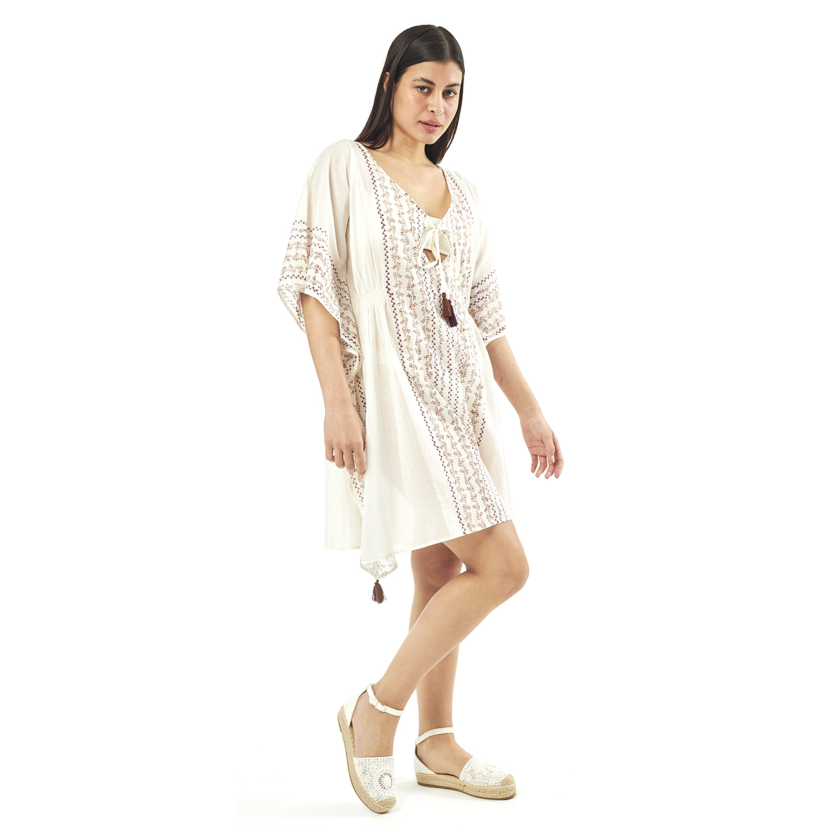 Verde Γυναικείo Καφτάνι 47-0079 Cotton Ινδίας Μπέζ