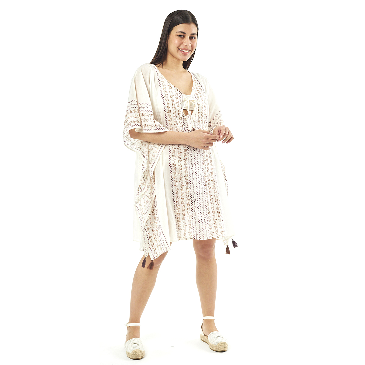 Verde Γυναικείo Καφτάνι 47-0079 Cotton Ινδίας Μπέζ