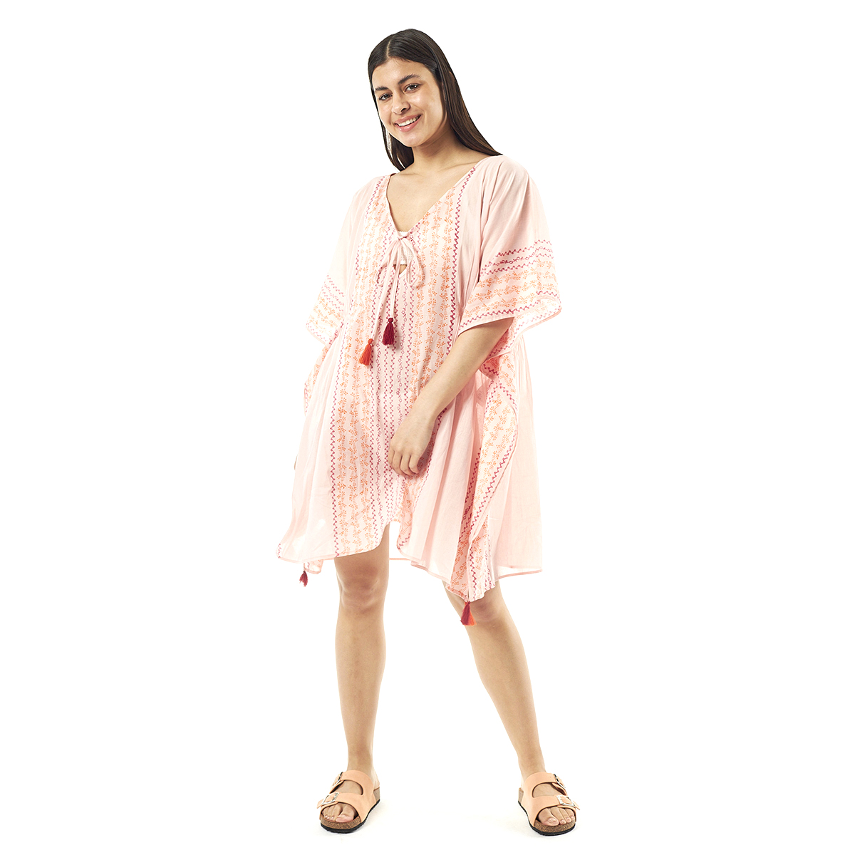 Verde Γυναικείo Καφτάνι 47-0079 Cotton Ινδίας Ρόζ