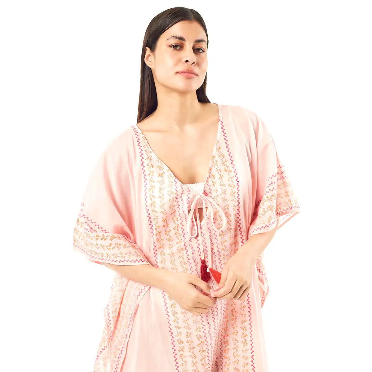 Verde Γυναικείo Καφτάνι 47-0079 Cotton Ινδίας Ρόζ