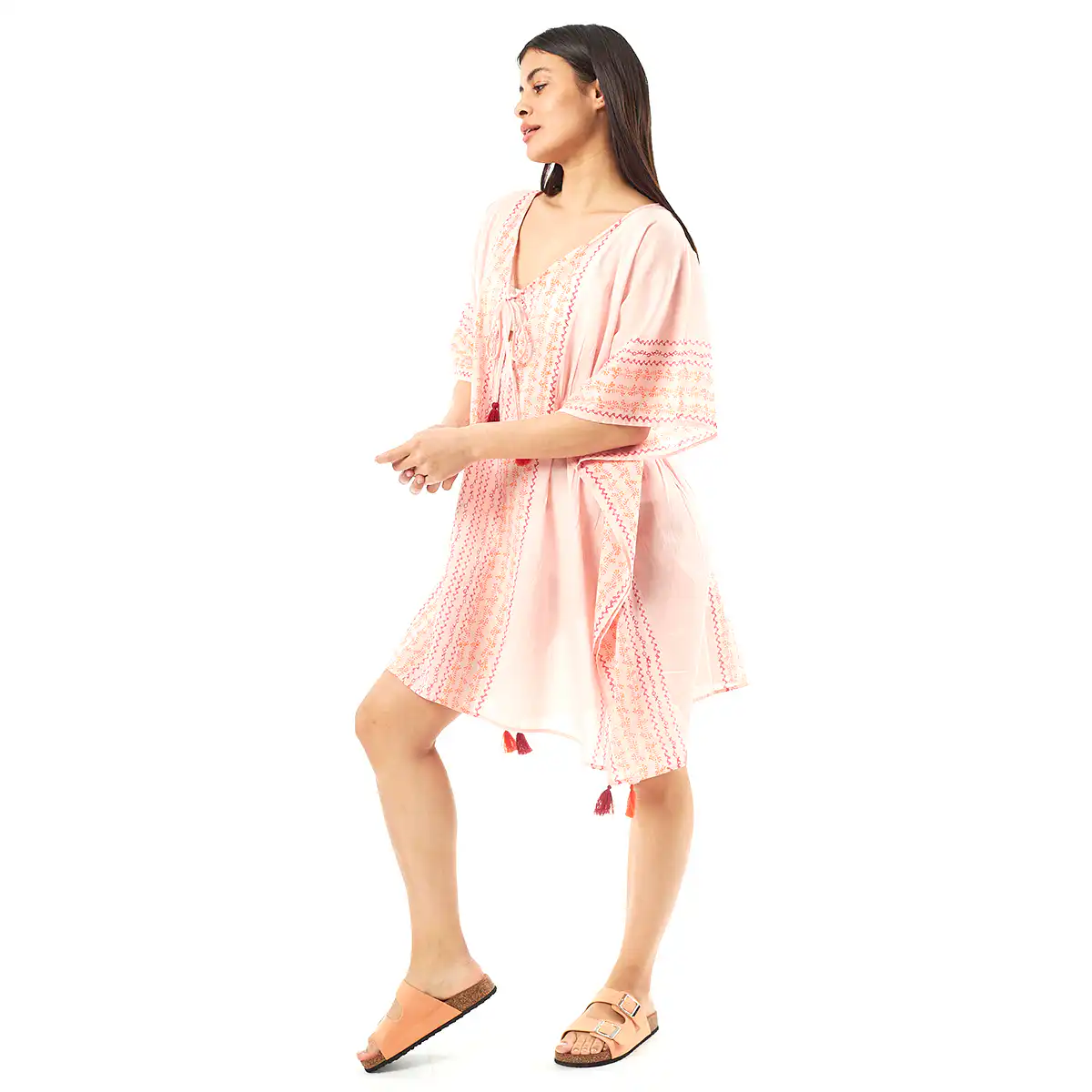 Verde Γυναικείo Καφτάνι 47-0079 Cotton Ινδίας Ρόζ