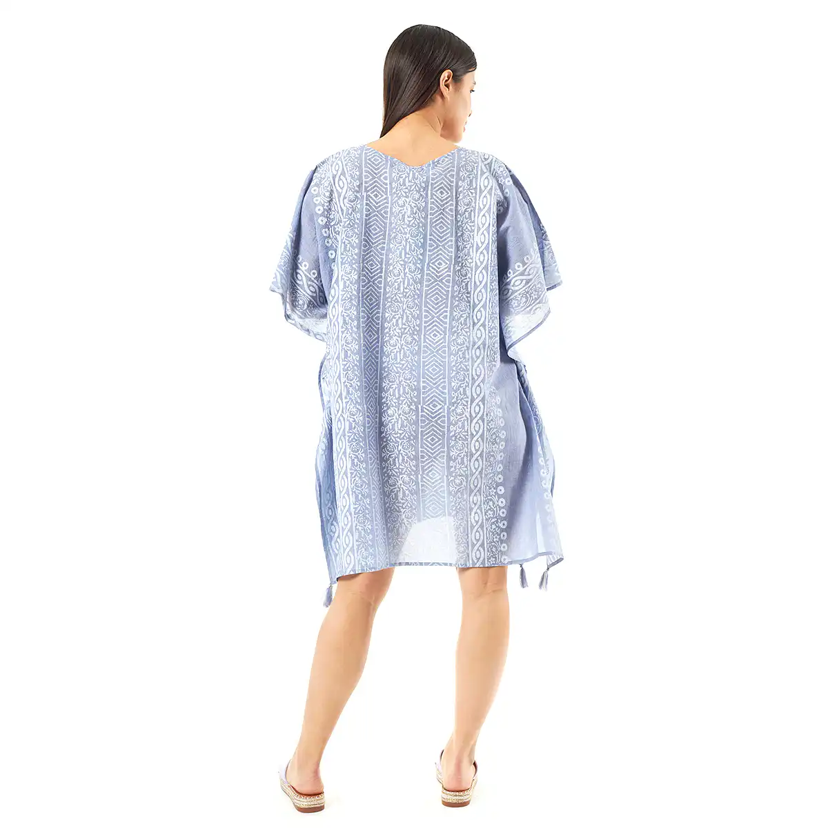 Verde Γυναικείo Καφτάνι 47-0080 Cotton Ινδίας Ανοιχτό Μπλέ Verde Γυναικείo Καφτάνι 47-0080 Cotton Ινδίας Ανοιχτό Μπλέ