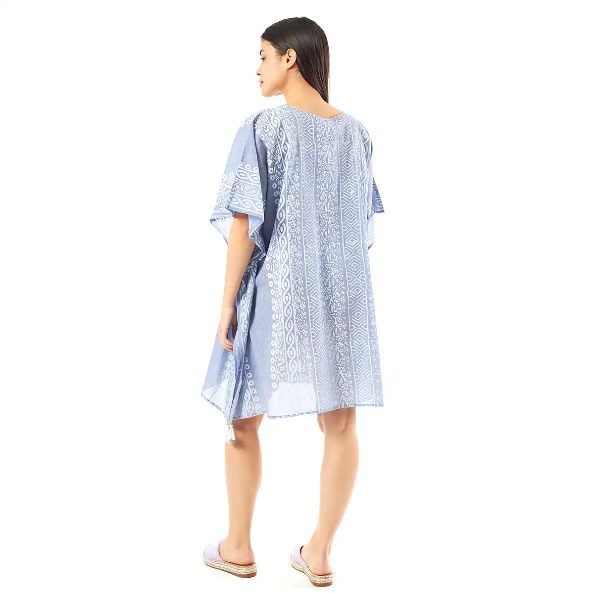 Verde Γυναικείo Καφτάνι 47-0080 Cotton Ινδίας Ανοιχτό Μπλέ