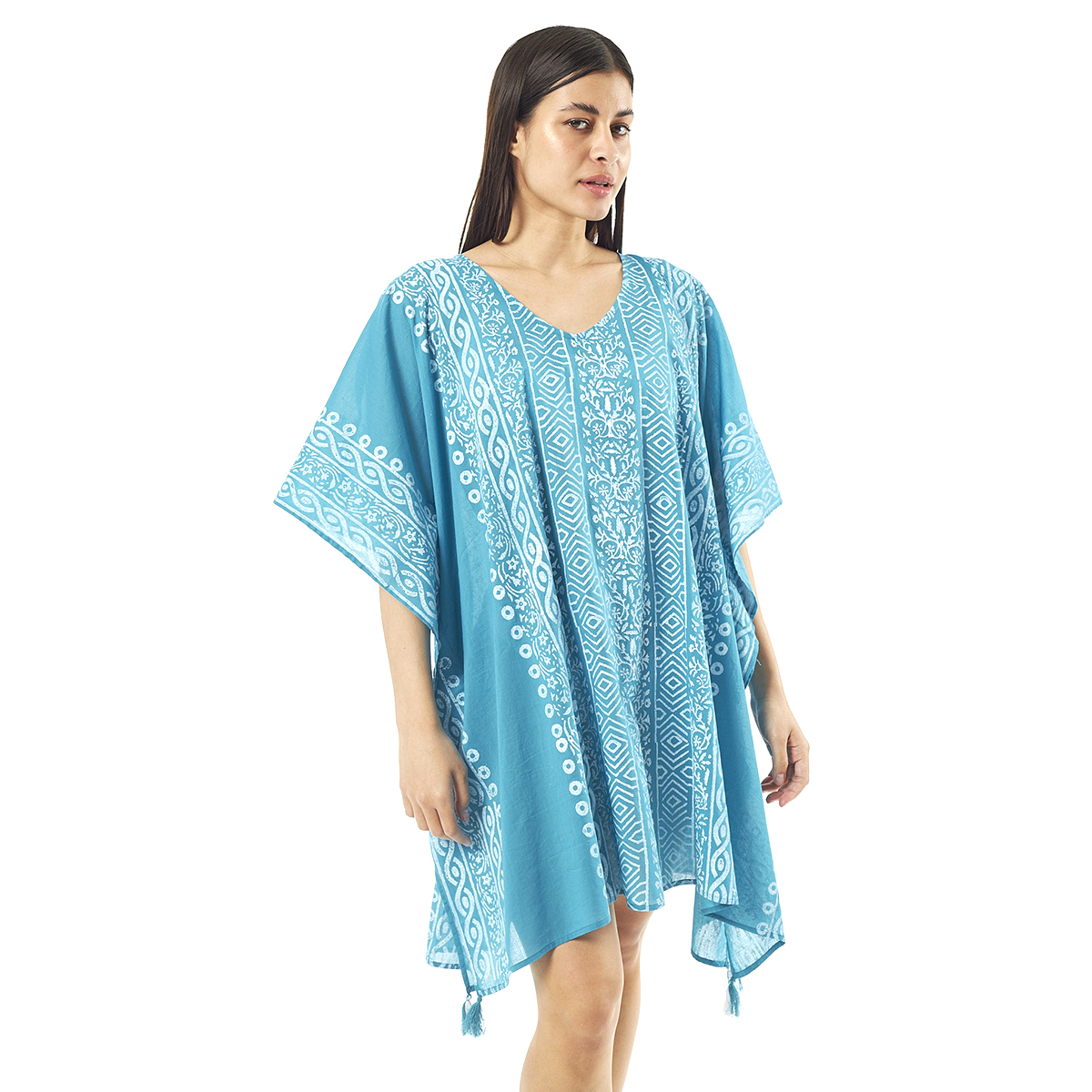 Verde Γυναικείo Καφτάνι 47-0080 Cotton Ινδίας Γαλάζιο