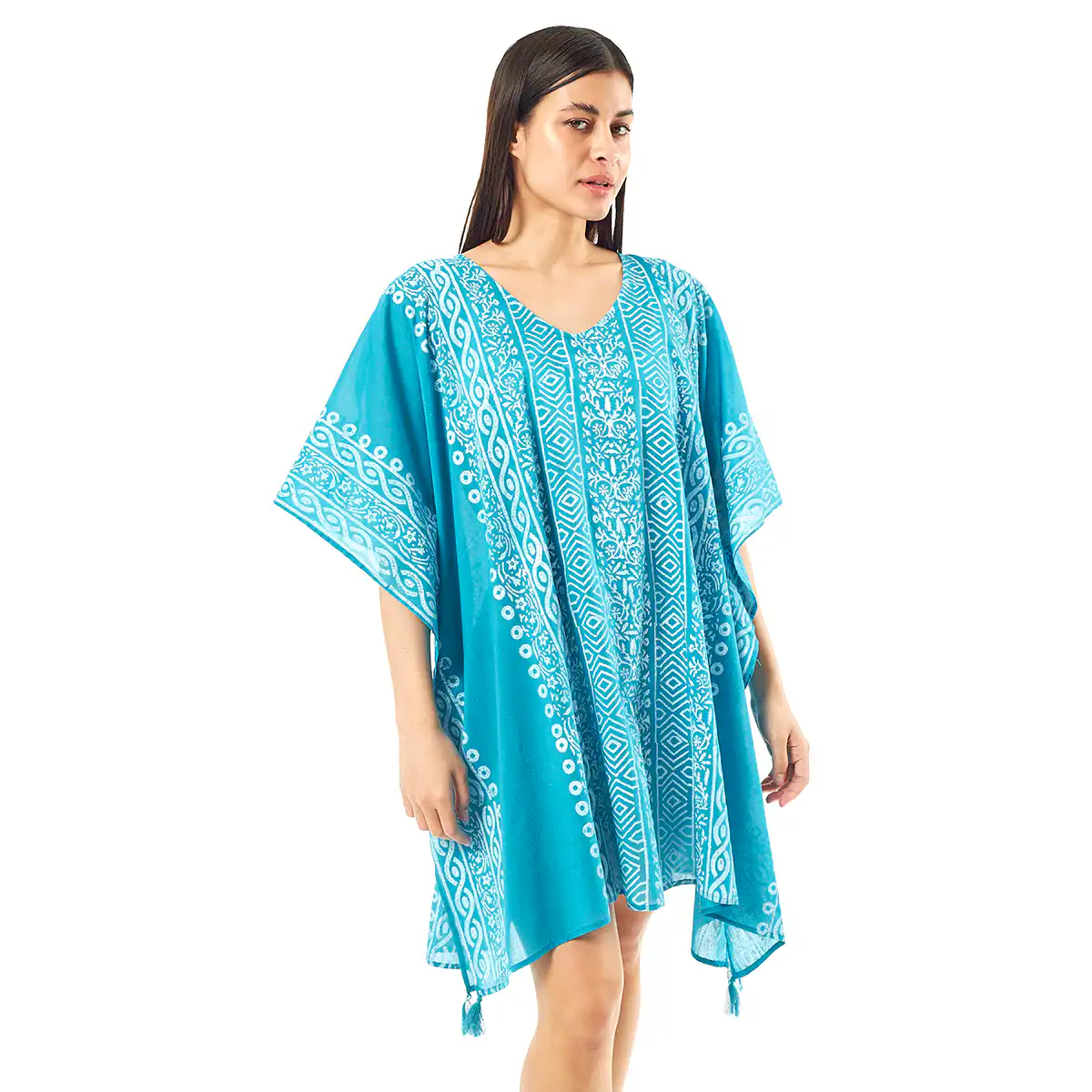 Verde Γυναικείo Καφτάνι 47-0080 Cotton Ινδίας Γαλάζιο Verde Γυναικείo Καφτάνι 47-0080 Cotton Ινδίας Γαλάζιο