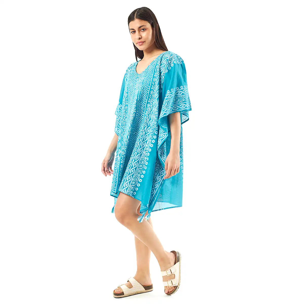 Verde Γυναικείo Καφτάνι 47-0080 Cotton Ινδίας Γαλάζιο Verde Γυναικείo Καφτάνι 47-0080 Cotton Ινδίας Γαλάζιο