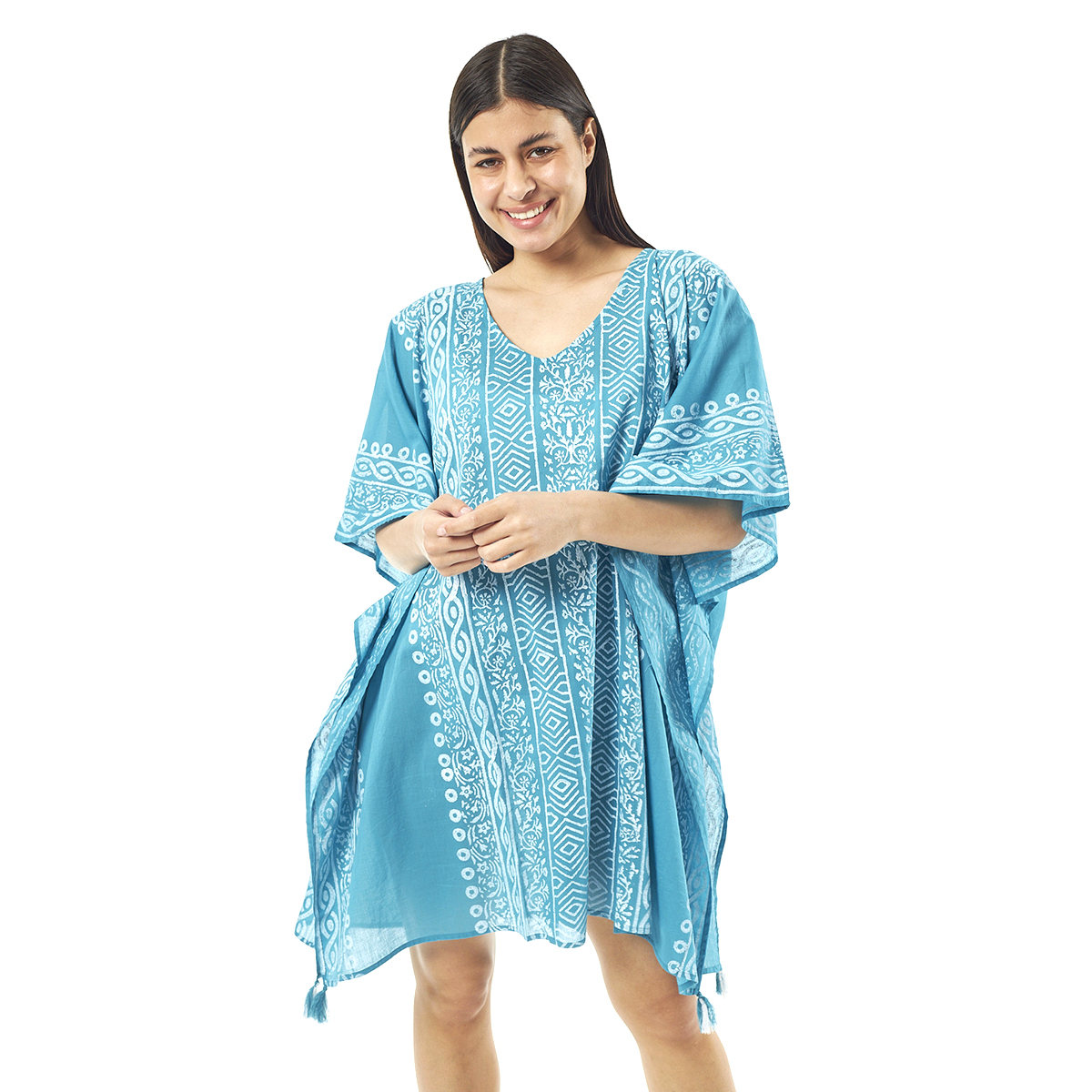 Verde Γυναικείo Καφτάνι 47-0080 Cotton Ινδίας Γαλάζιο