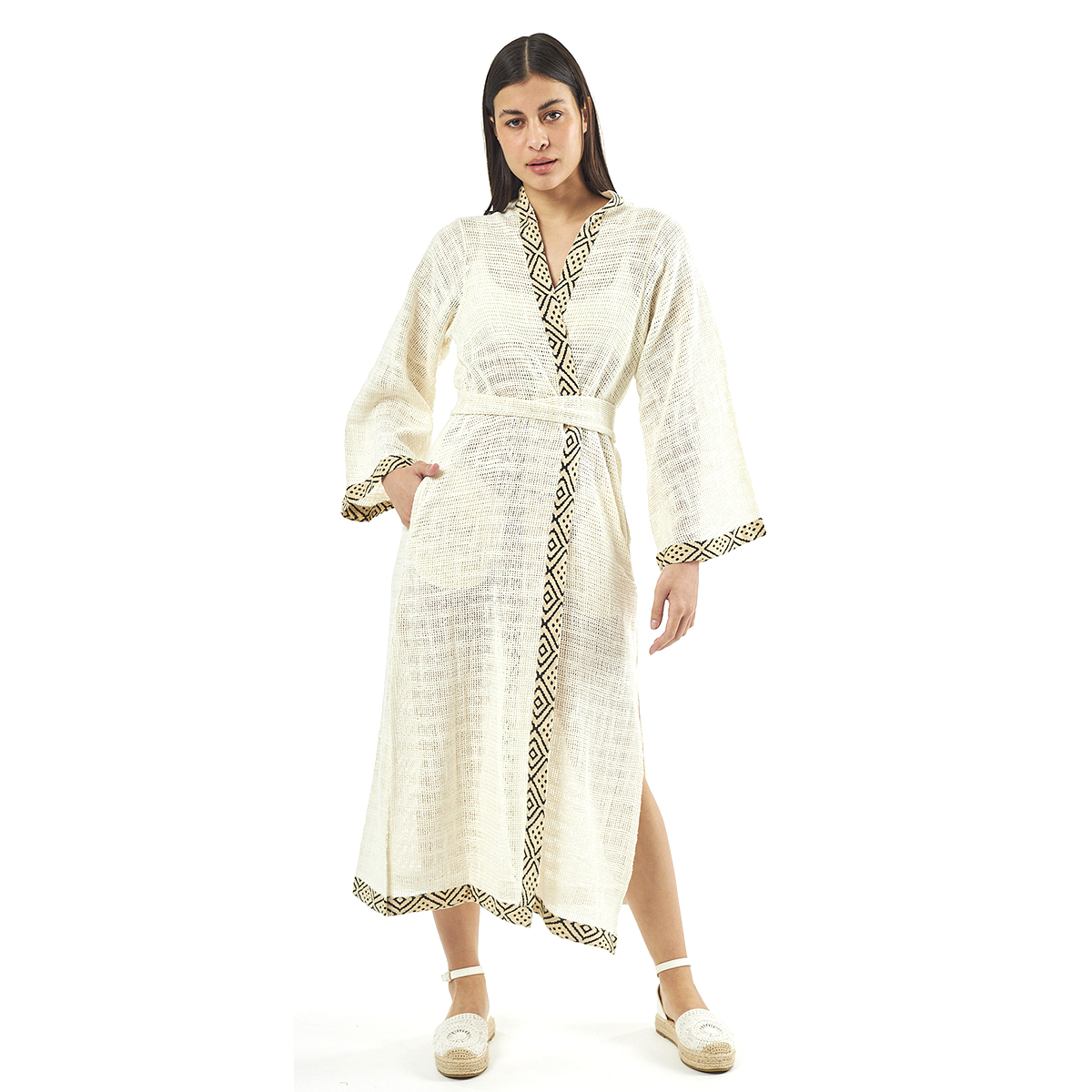 Verde Γυναικείo Καφτάνι 47-0081 Cotton Ινδίας Άσπρο