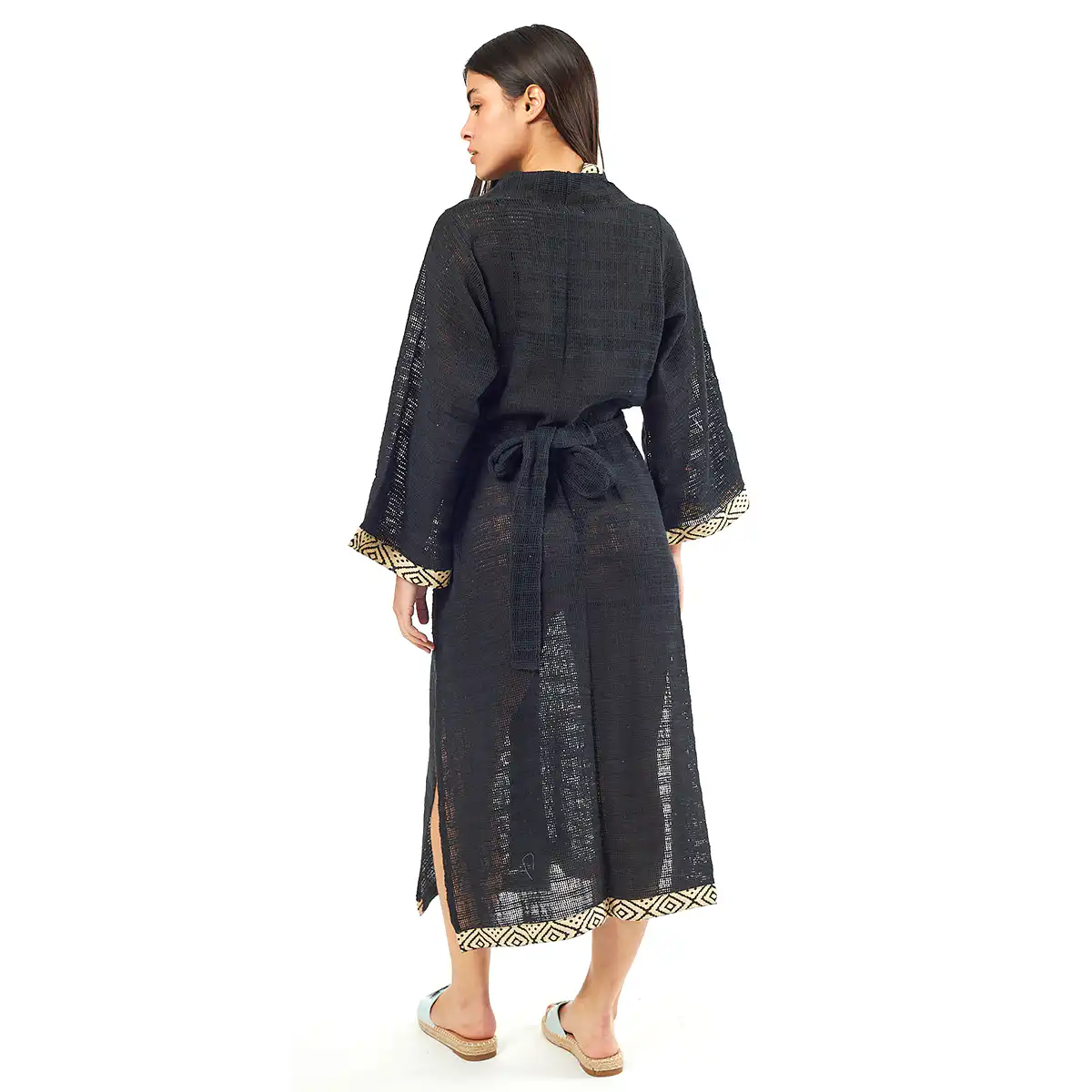 Verde Γυναικείo Καφτάνι 47-0081 Cotton Ινδίας Μαύρο Verde Γυναικείo Καφτάνι 47-0081 Cotton Ινδίας Μαύρο