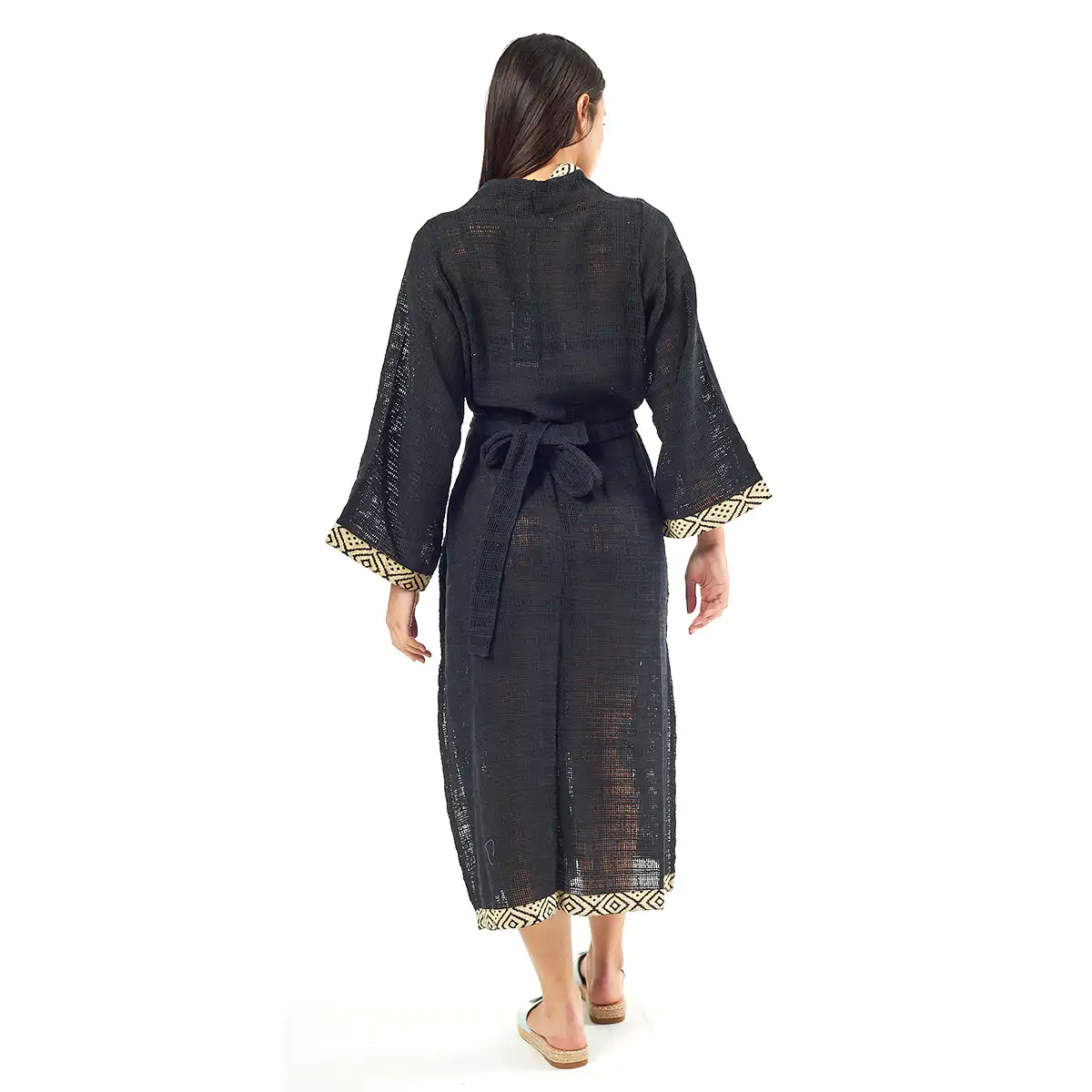 Verde Γυναικείo Καφτάνι 47-0081 Cotton Ινδίας Μαύρο Verde Γυναικείo Καφτάνι 47-0081 Cotton Ινδίας Μαύρο