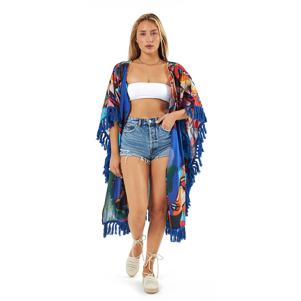 Verde Γυναικείο Καφτάνι 47-0102 Βαμβακερό Μπλε