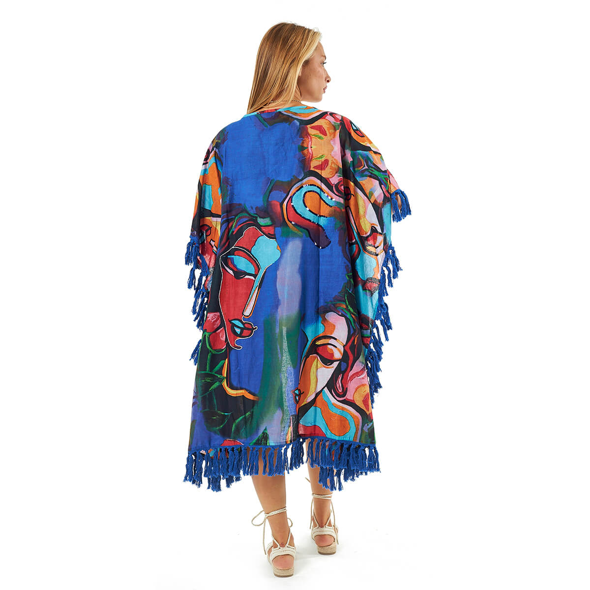 Verde Γυναικείο Καφτάνι 47-0102 Βαμβακερό Μπλε