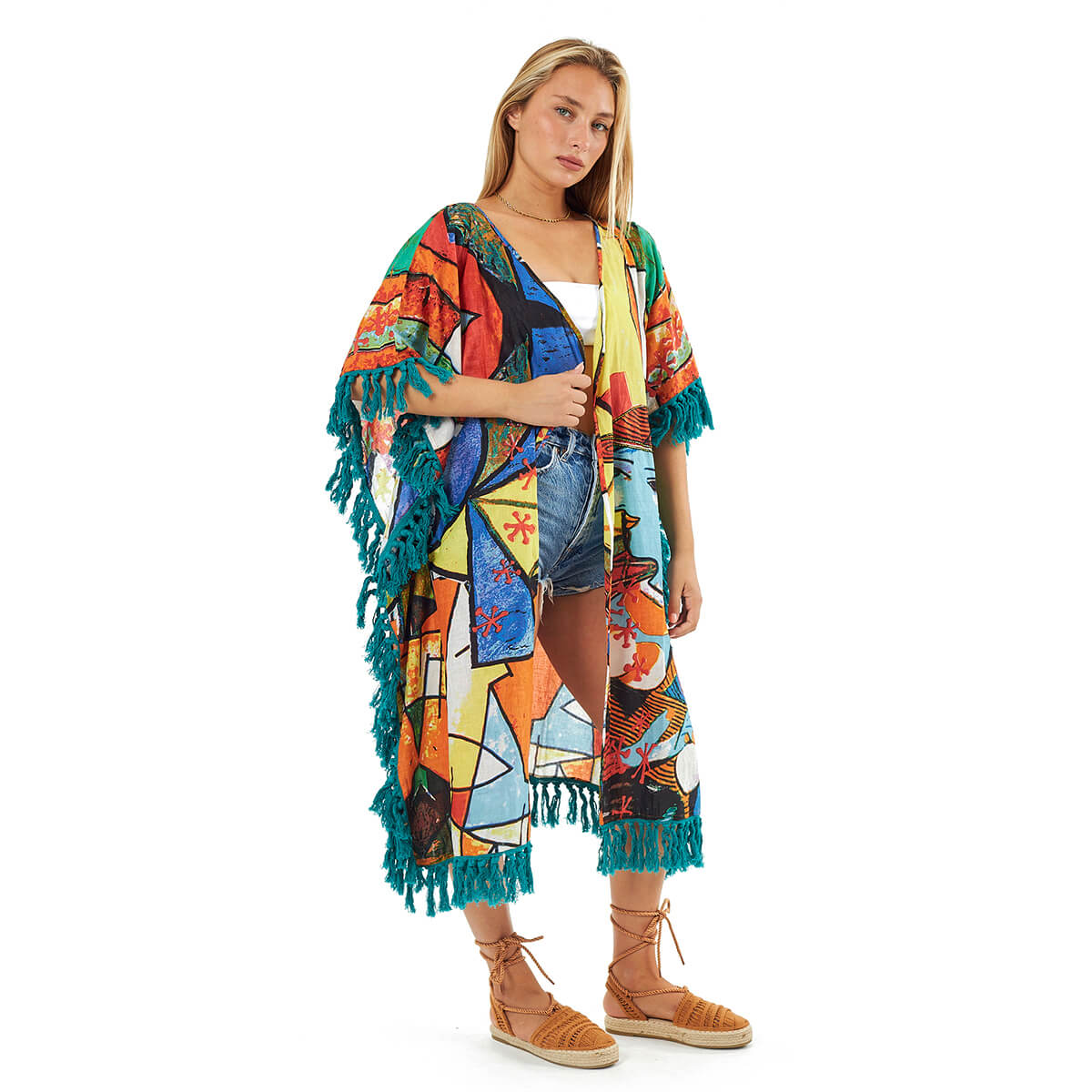 Verde Γυναικείο Καφτάνι 47-0104 Βαμβακερό Πολύχρωμο Verde Γυναικείο Καφτάνι 47-0104 Βαμβακερό Πολύχρωμο