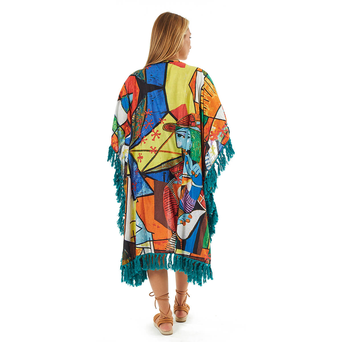 Verde Γυναικείο Καφτάνι 47-0104 Βαμβακερό Πολύχρωμο