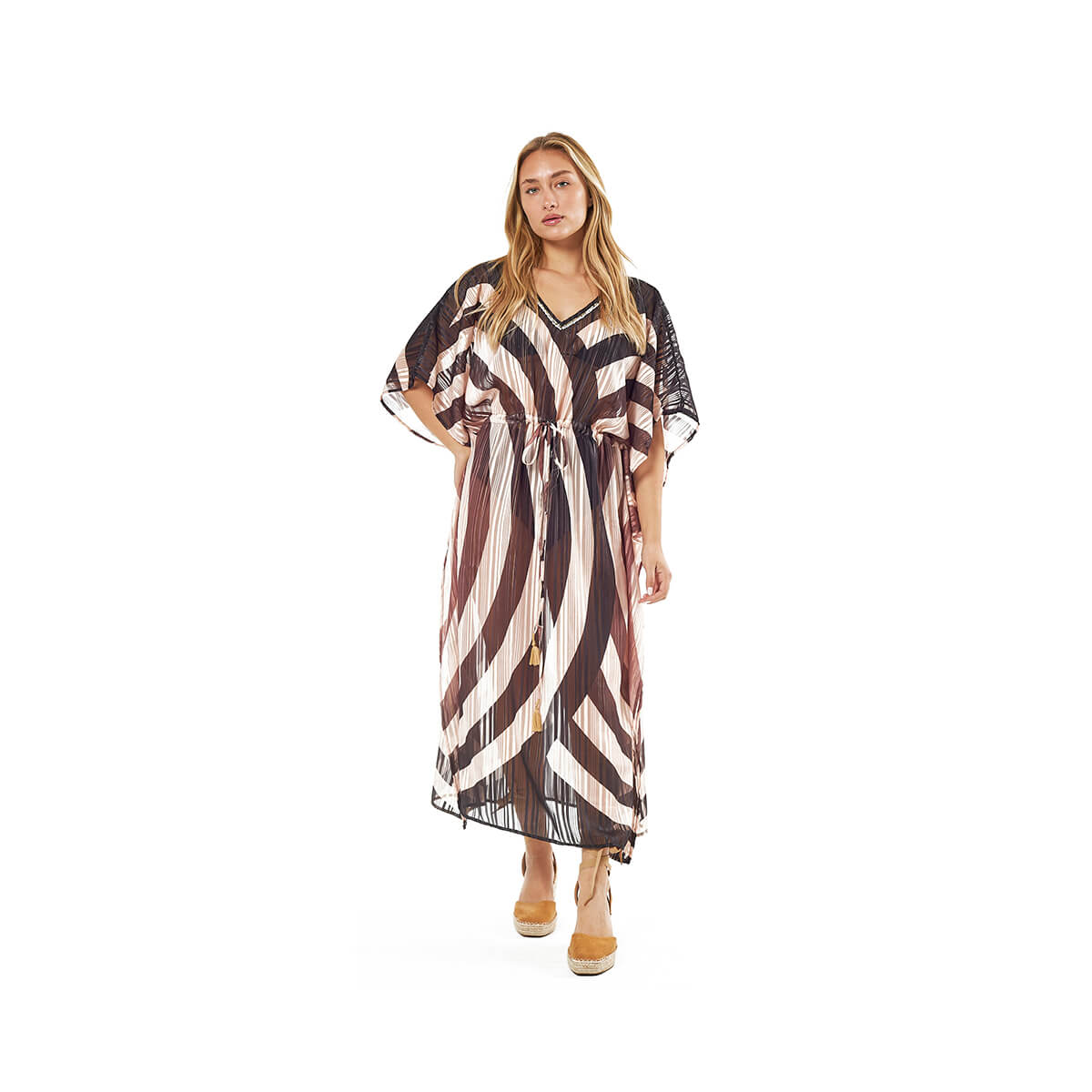 Verde Γυναικείο Καφτάνι 47-0107 Σατέν Πολύχρωμο