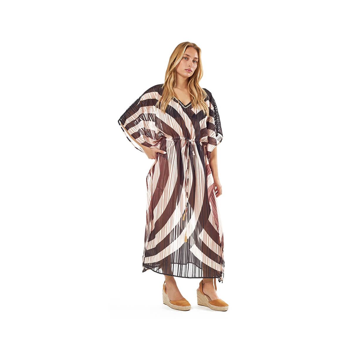 Verde Γυναικείο Καφτάνι 47-0107 Σατέν Πολύχρωμο