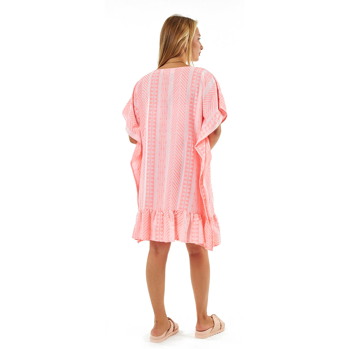 Verde Γυναικείο Καφτάνι 47-0109 Βαμβακερό Ροζ